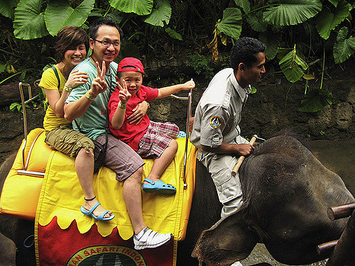 Riding an elephant in Bali Safari and Marine Park