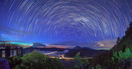 Starry sky above Mount Bromo