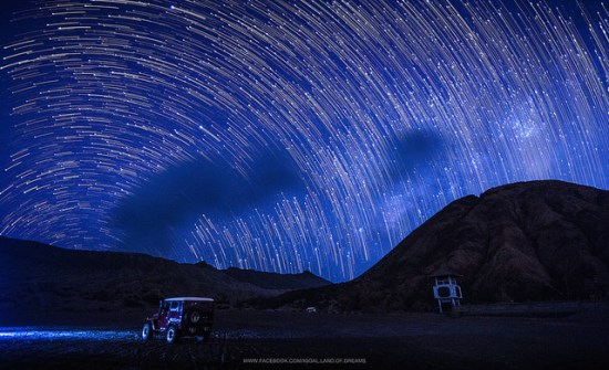 Starry sky from Mount Bromo sea of sands
