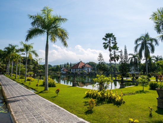 The broad garden of Ujung Water Palace