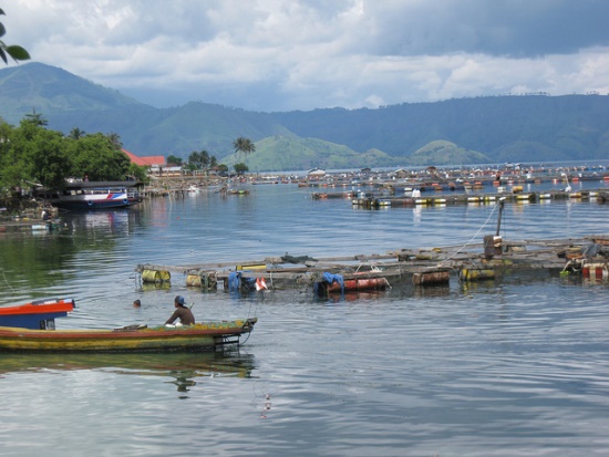 People at Lake Toba Indonesia