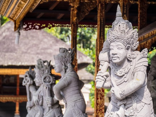 Statues of goddess at Pura Tirta Empul