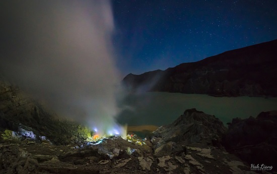 The blue fames at Kawah Ijen