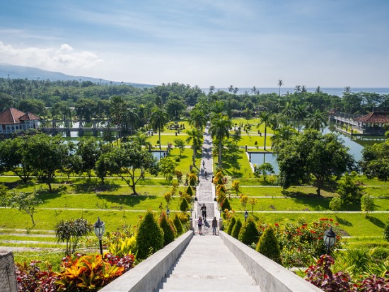 The view of Ujung Water Palace from eastern hill